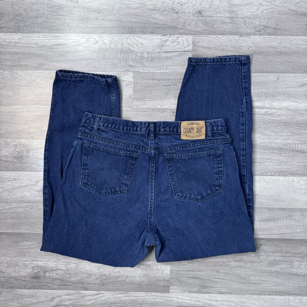 37X30.5 NUOVO Vintage Mens Jeans Deep Indigo Tapered Leg Western Cowboy